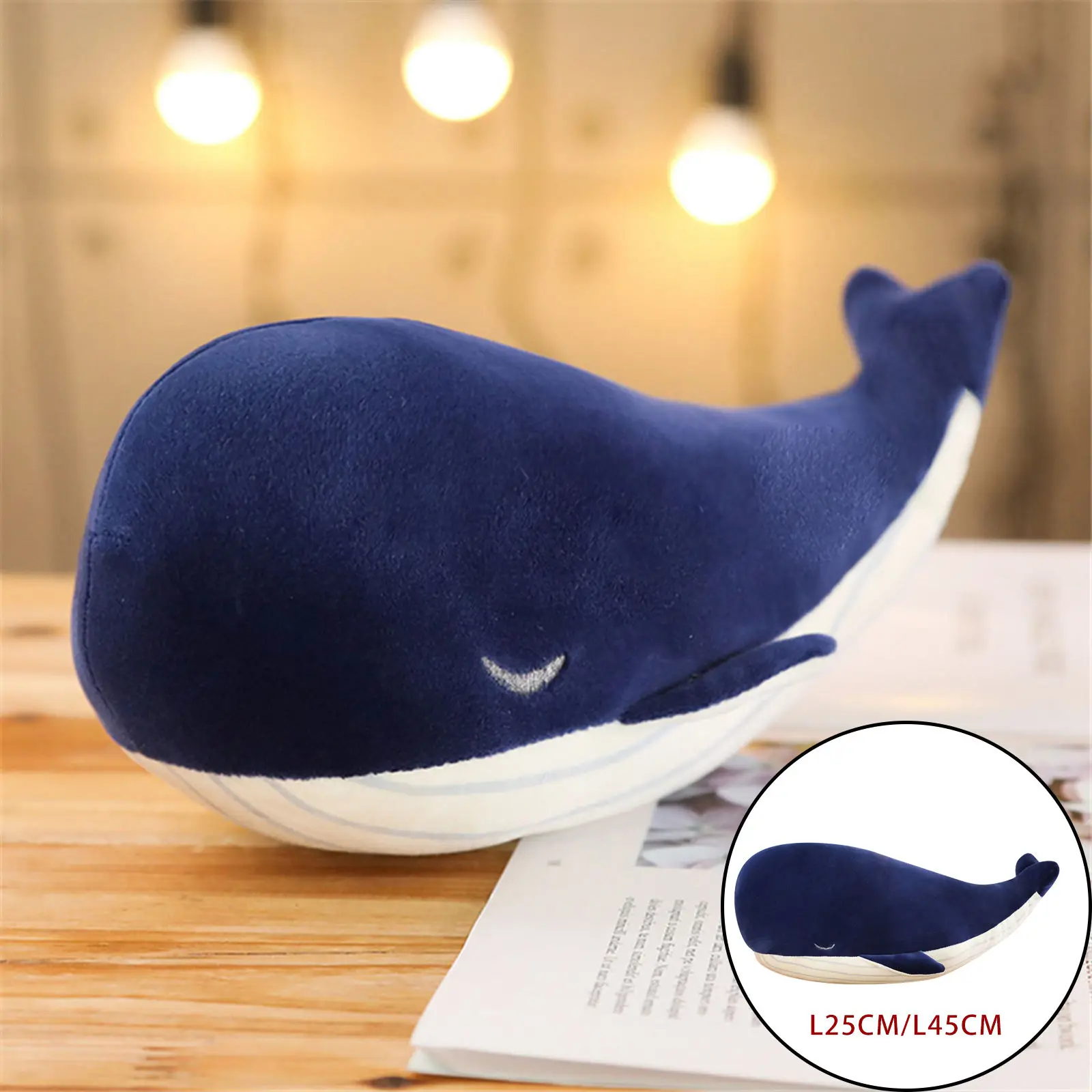 Cartoon Plush Whale Stuffed Animal Toy Home Decor Super Soft Huggable Throw Pillow Sofa Toy Sea Animal Pillow Christmas Present