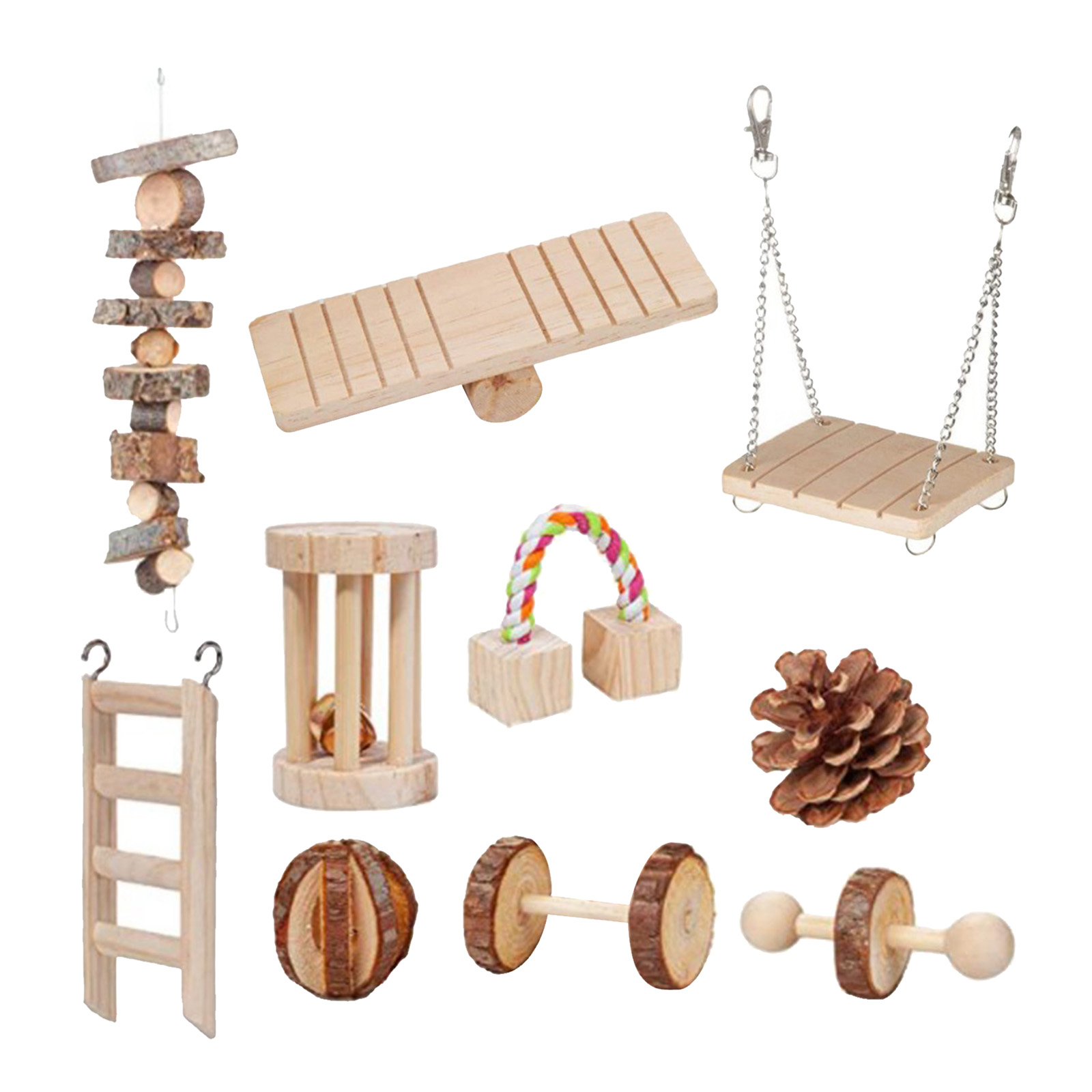10pcs Natural Wooden Hamster Exercise Toy for Gerbil Guinea Pig Chinchilla 10pcs Natural Wooden Hamster Exercise Toy for Gerbil Guinea Pig Chinchilla