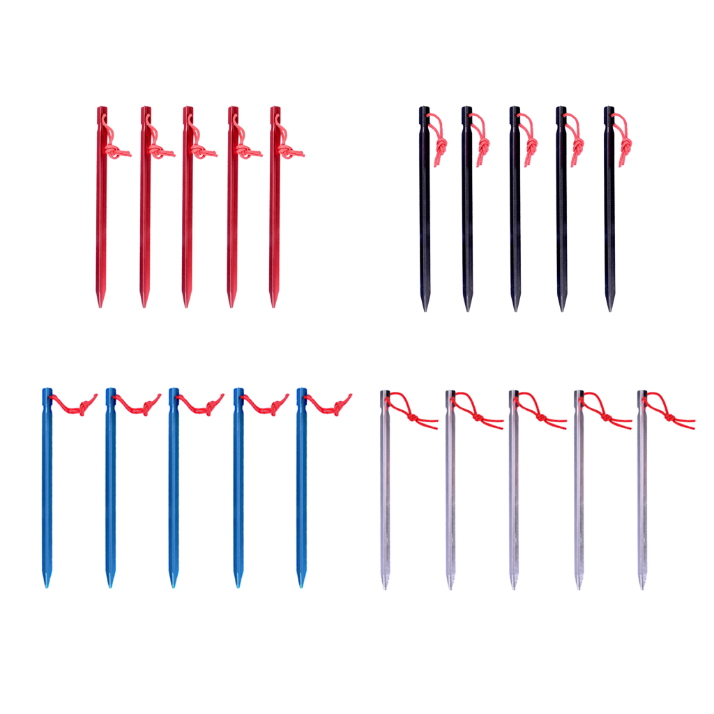 5Pcs/set Heavy Duty Tent Pegs Camping Aluminum Alloy Ground Nail With Rope 5Pcs/set Heavy Duty Tent Pegs Camping Aluminum Alloy Ground Nail With Rope
