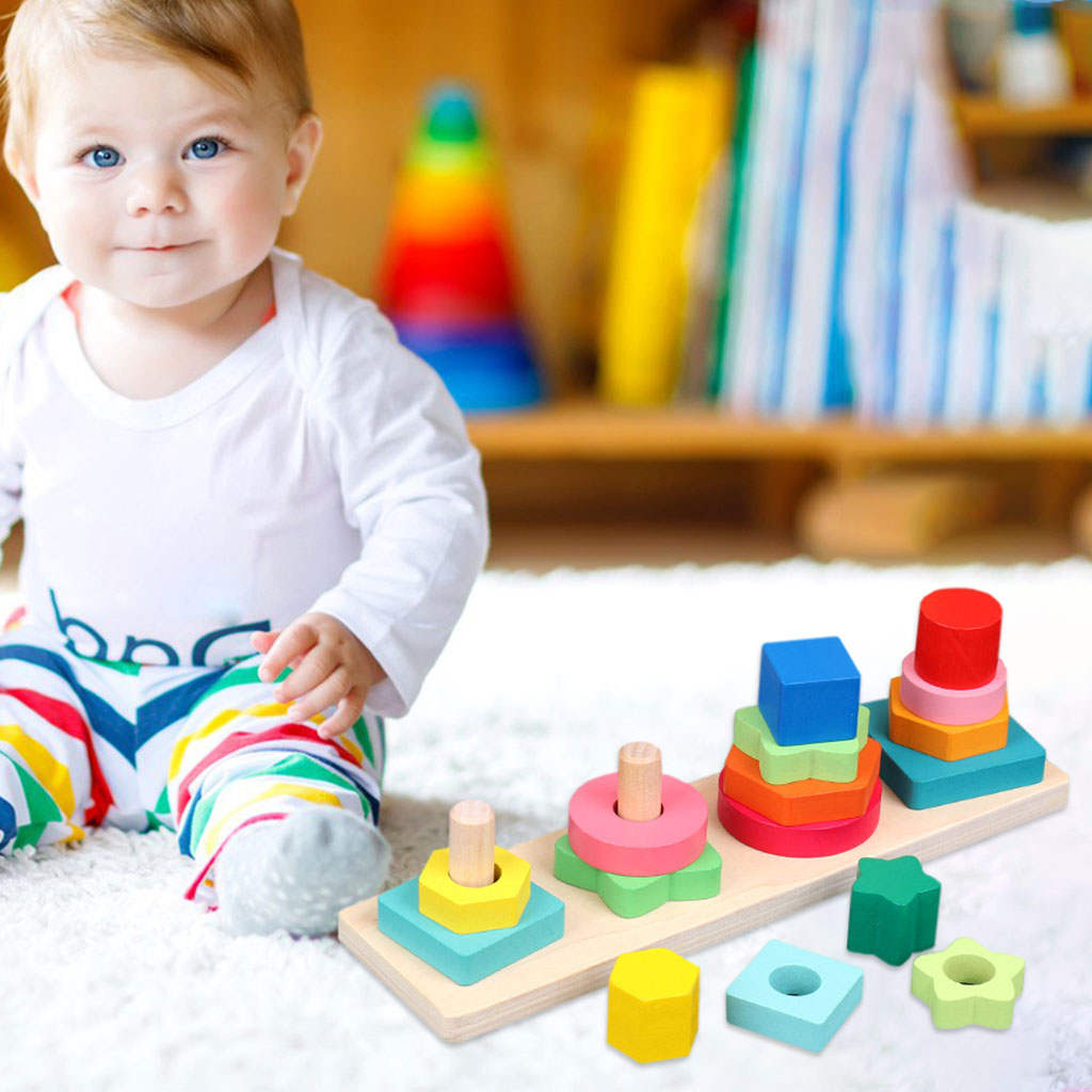 Geometric Stacker Color Sorting Colorful Puzzle Educational Stacking Blocks Toys for Toddlers 1-3 Kids Boys and Girls Preschool Geometric Stacker Color Sorting Colorful Puzzle Educational Stacking Blocks Toys for Toddlers 1-3 Kids Boys and Girls Preschool