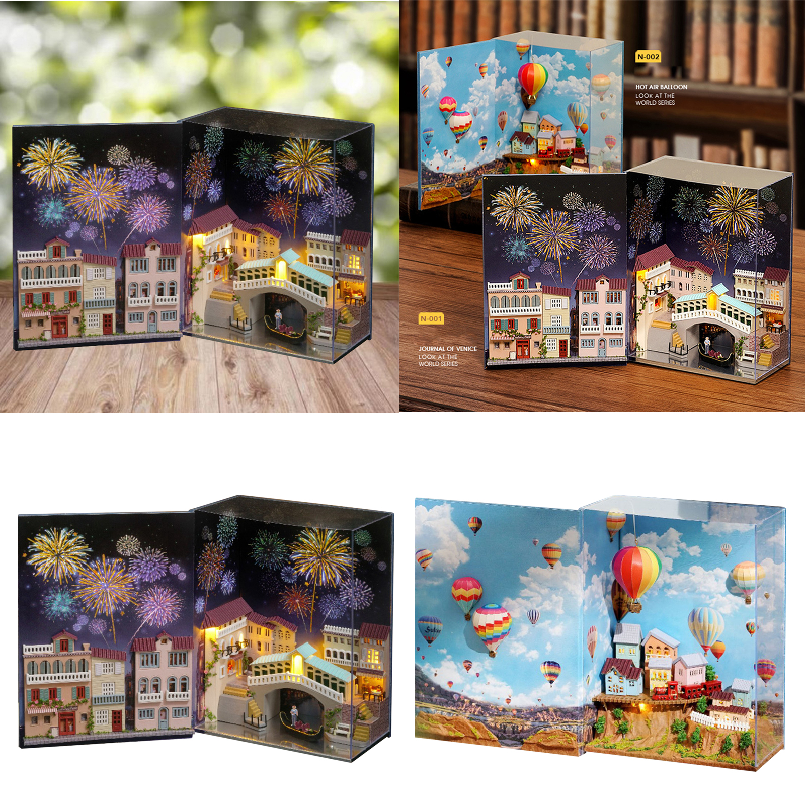 3D Wood Miniature House Assembly Kit City on Books Mini Dollhouse with Furniture with Dustproof Cover 3D Wood Miniature House Assembly Kit City on Books Mini Dollhouse with Furniture with Dustproof Cover