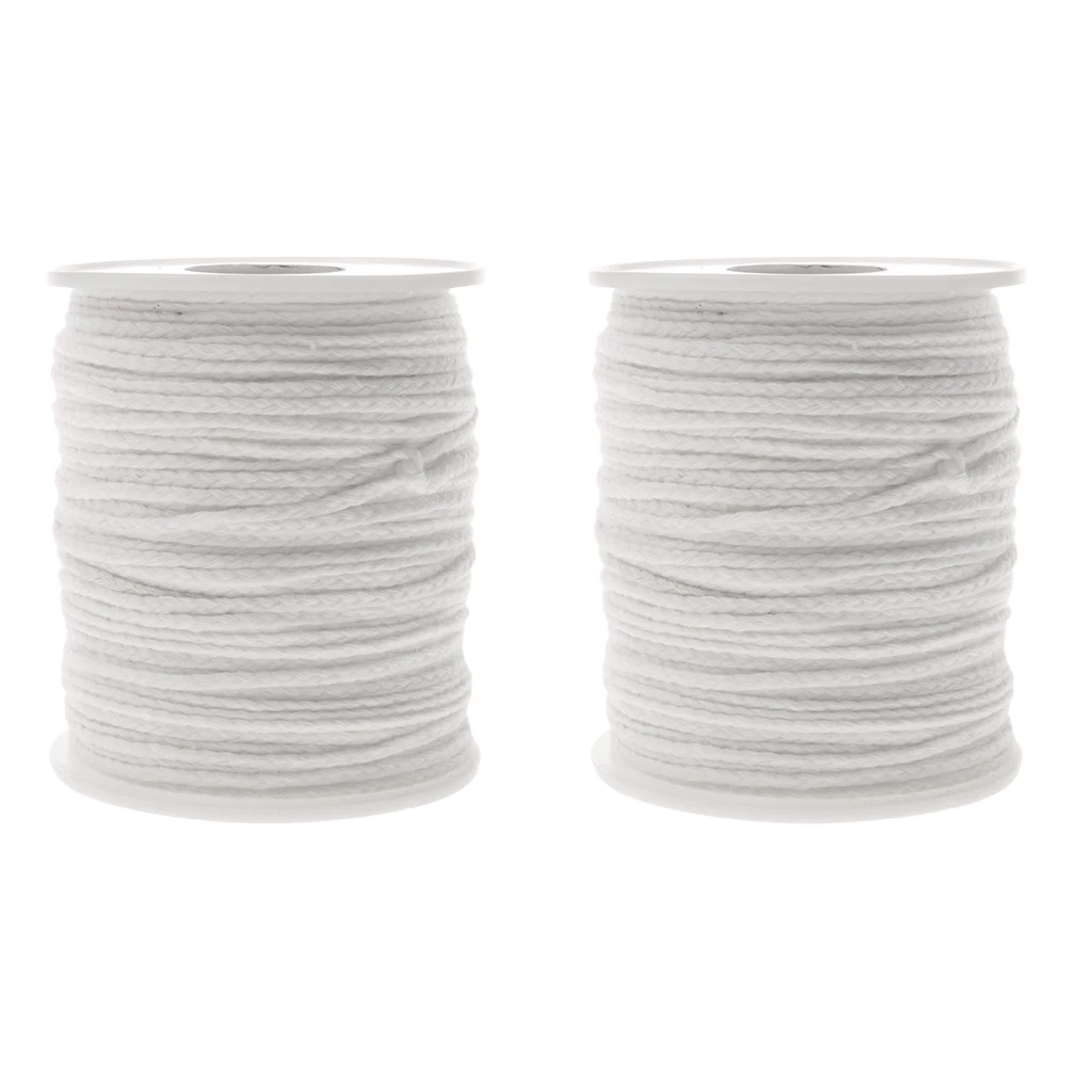 2 Rolls 61m Organic Cotton Braid Candle Wick Spool Candle Making Supplies