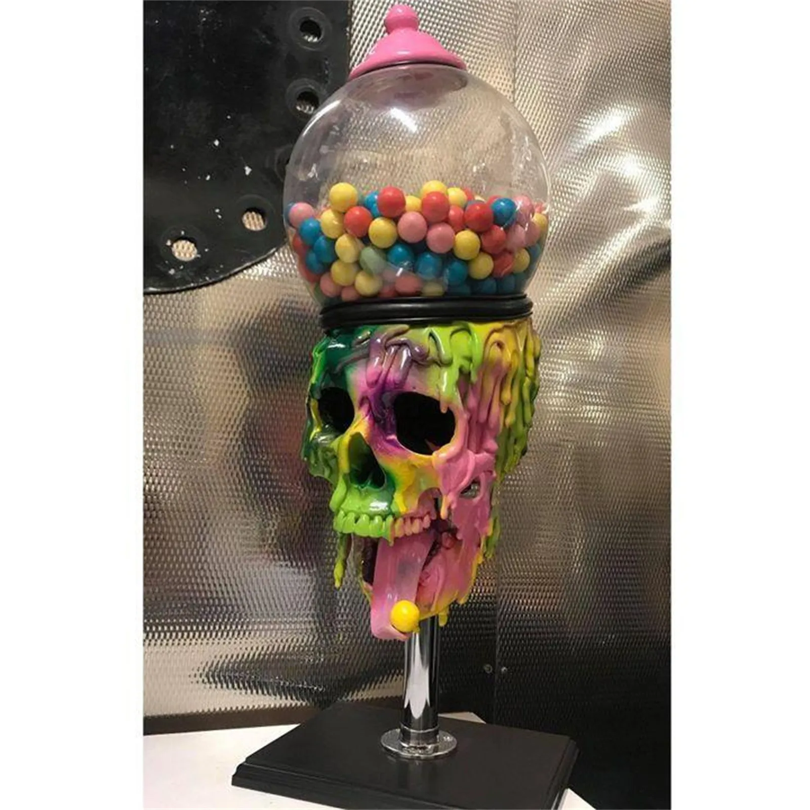 Halloweenowy pojemnik na cukierki w kształcie szkieletów z gumą balonową - Wianko - 3