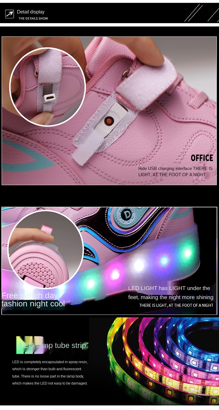 New Roller Skating Shoes, Double-Wheeled Luminous Sneakers, Colorful Luminous Shoes, Children's Roller Skating Sneakers,Heelys New Roller Skating Shoes, Double-Wheeled Luminous Sneakers, Colorful Luminous Shoes, Children's Roller Skating Sneakers,Heelys