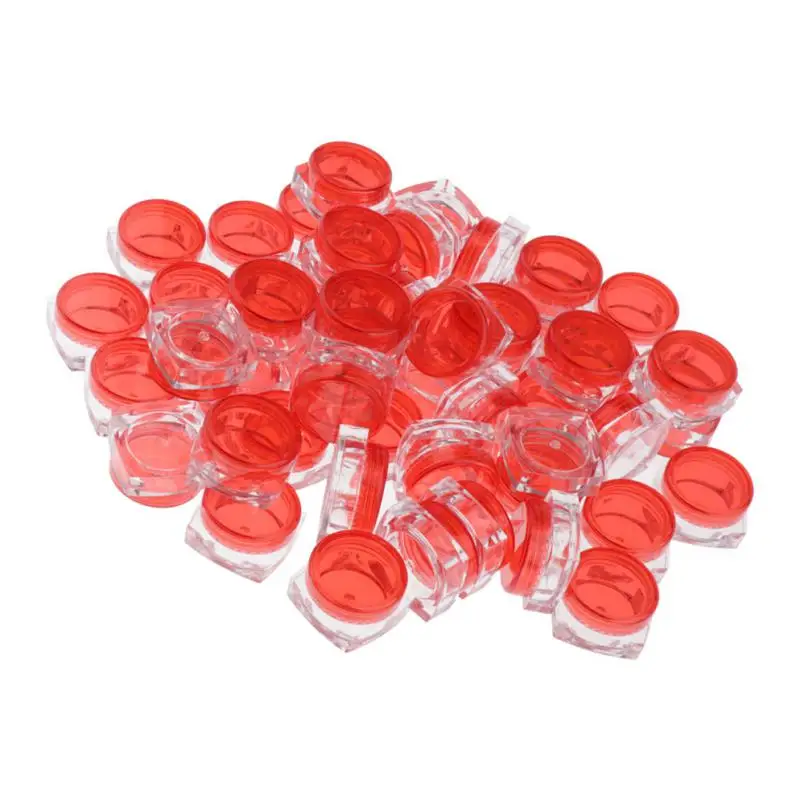 50 Pieces Square Pot Jars Plastic Cosmetic Containers Set with Lid for Liquid