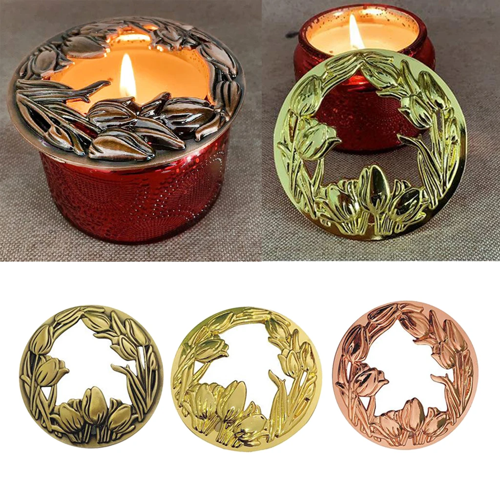 Alloy Scented Candles Art Cover Round Flower Style Hot Heat Resistant Inner Cover Home Decor