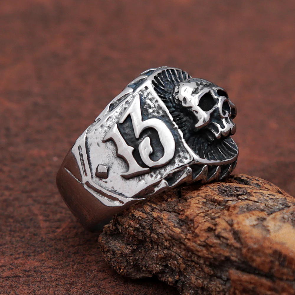 Pierścień dla mężczyzn Moda Punk 13 - Hip Hop Rock Biker st. nierdzewna Gothic czaszka biżuteria Amulet - Wianko - 19