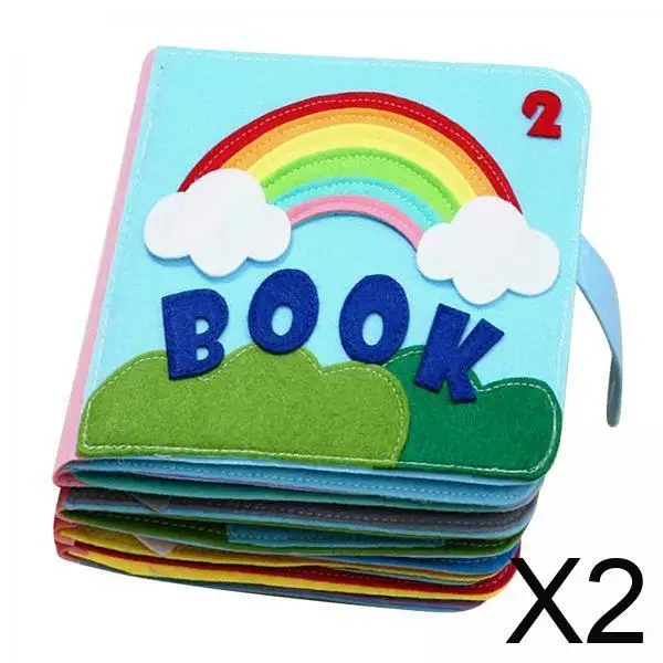 2xFelt Quiet Books Boys Girls Ultra Soft Baby Book Touch and Feel Cloth Book