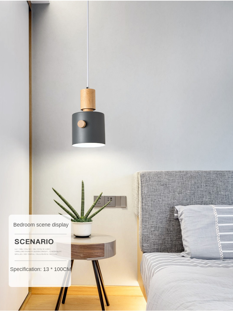 Nowoczesna lampa wisząca LED Nordic drewno dekoracyjna sypialnia kuchnia jadalnia łazienka - SEO_ALT_TITLE - 15