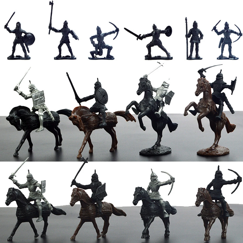 28x Soldier Knight Horses Army Toys Set  Archer Warriors Sword&Shield Swordman Archaic Soldiers Medieval Soldiers Model