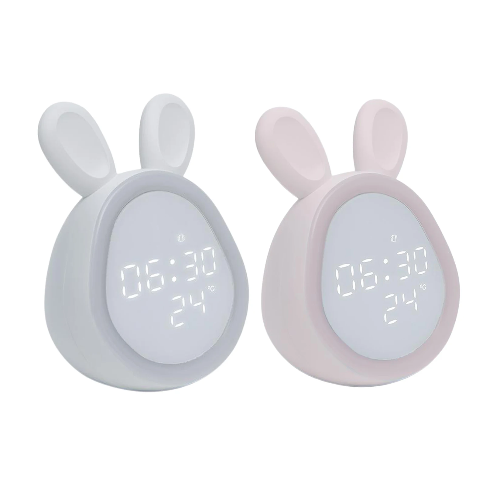 Kids Light Alarm Clock Cute Rabbit Wake Up Kids Alarm Clock Cartoon Bedside Lamp, Timed Night Light, Children's Day Gift