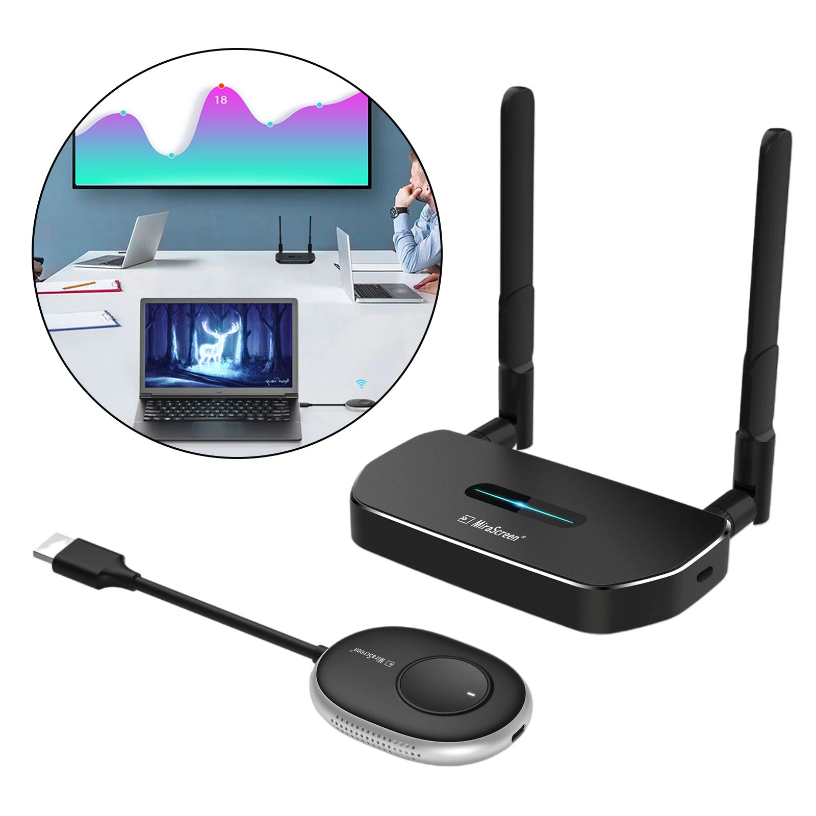 Low Latency  VGA Wireless Transmitter and Receiver Audio Adapter Set for Outdoor Use TV Watching Plug & Play No Delay