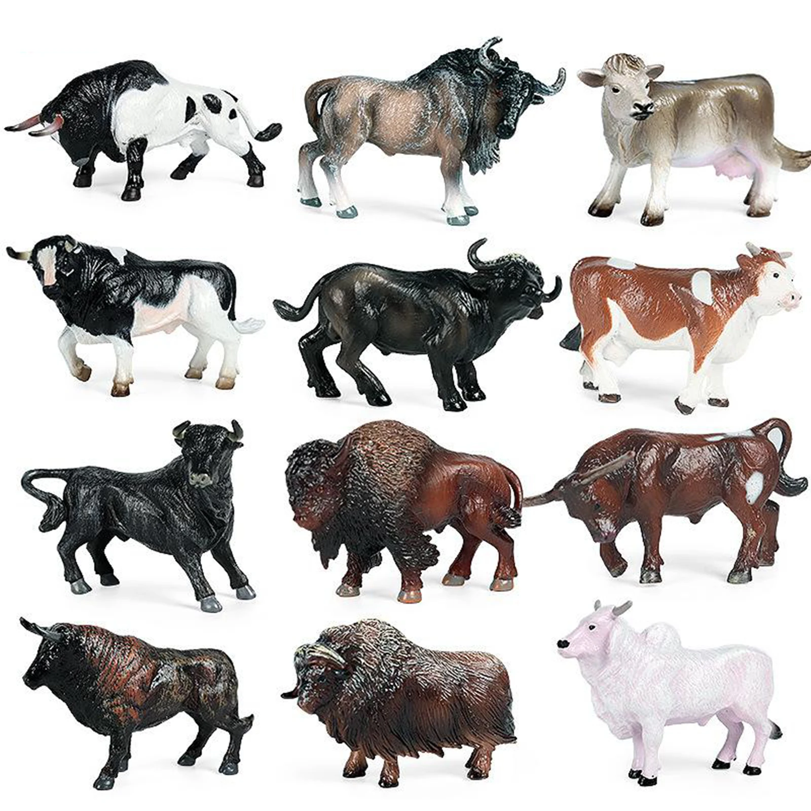 Educational Cow Figurine with Realistic Animals of Simulated Bull 4 Pieces for Children 3-8
