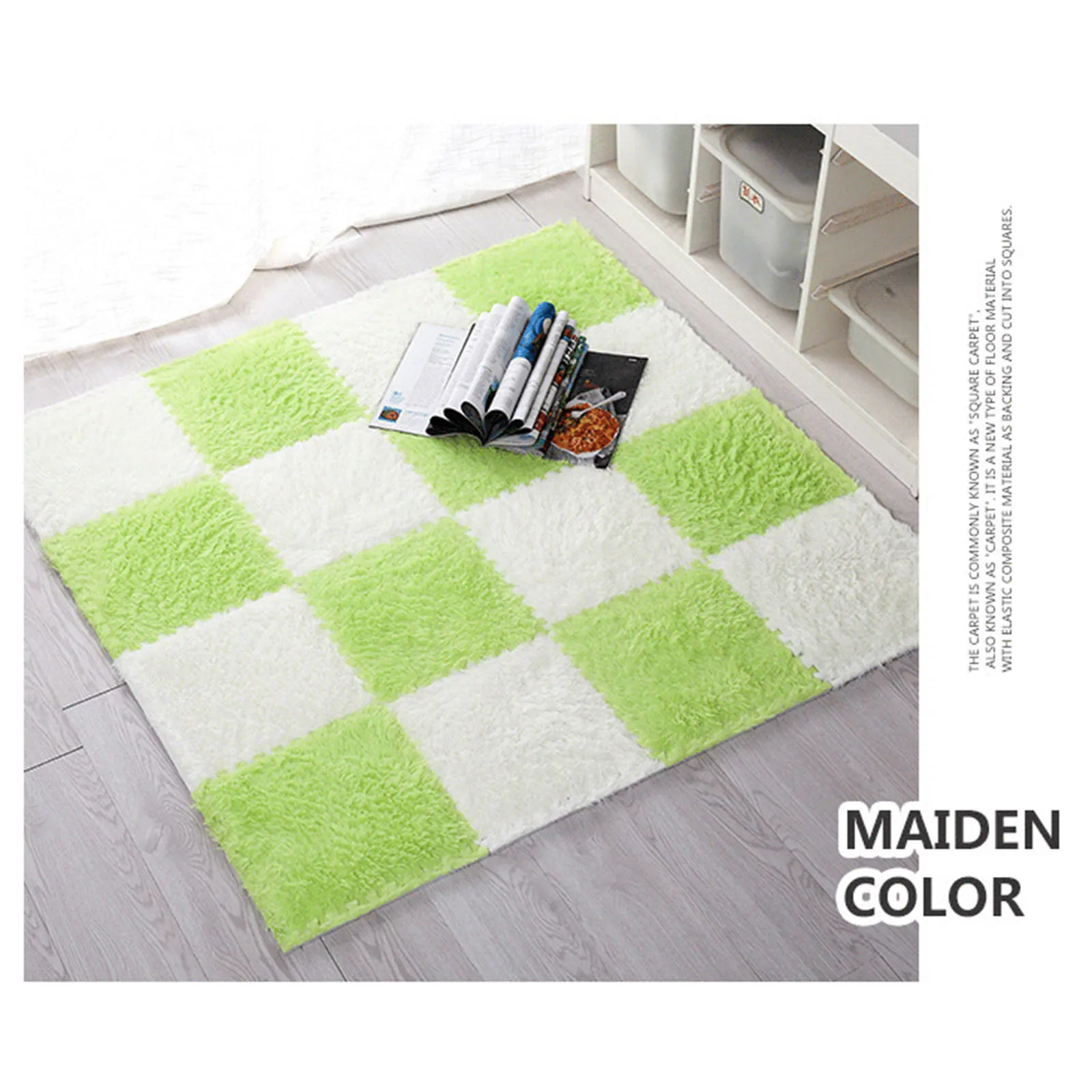 Pluszowy dywan puzzle dziecięcy - miękki matowy dywan do salonu, sypialni i pokoju dzieci - magiczny patchwork z puzzlami - Wianko - 6