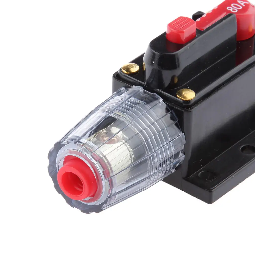 12V-24V Inline Auto Circuit Breaker 80A Manual Reset Switch Car Audio Fuse 