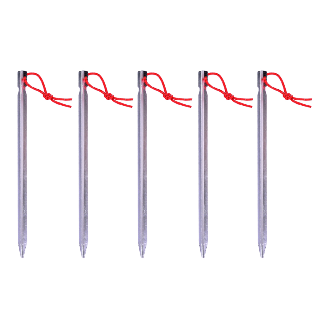 5Pcs/set Heavy Duty Tent Pegs Camping Aluminum Alloy Ground Nail With Rope 5Pcs/set Heavy Duty Tent Pegs Camping Aluminum Alloy Ground Nail With Rope