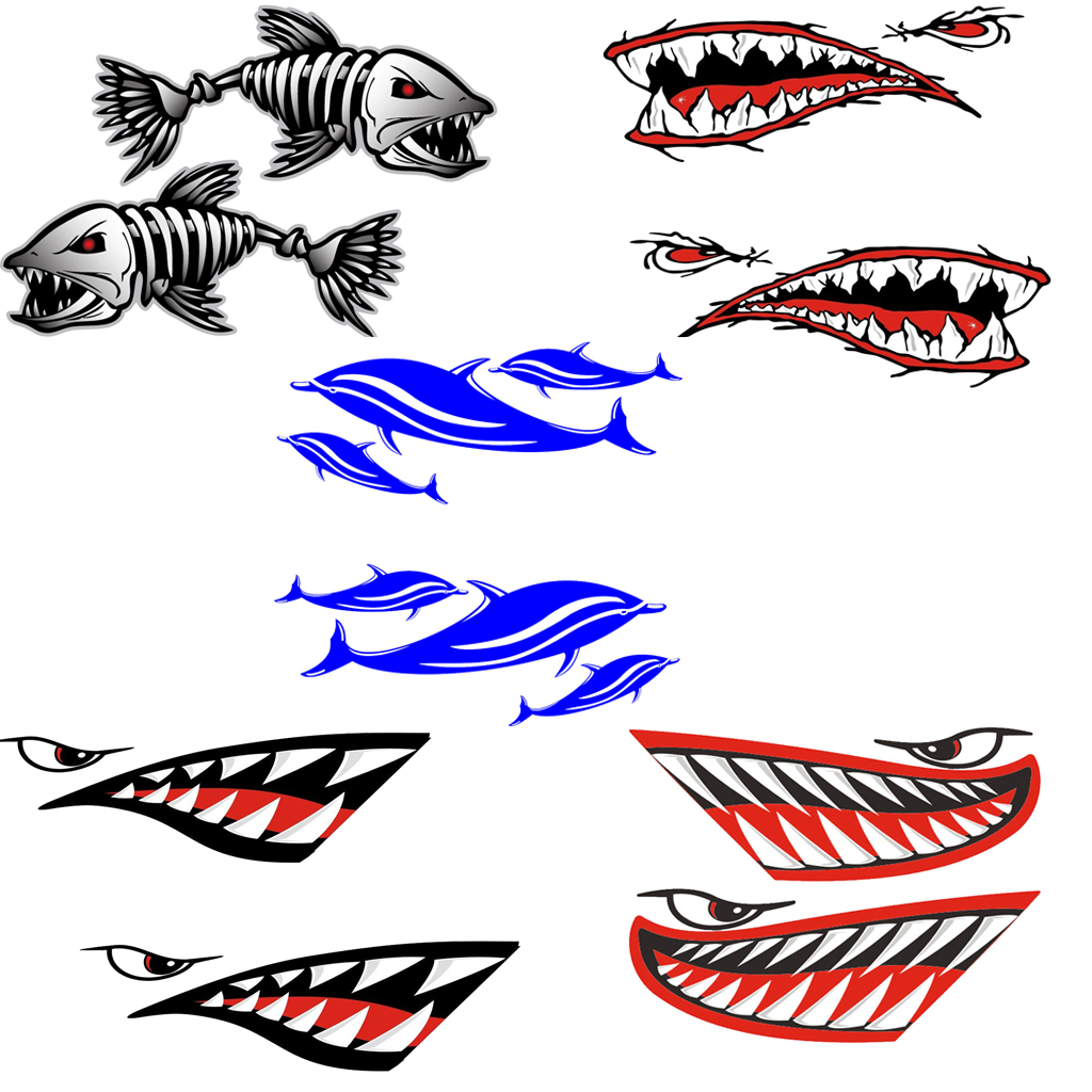 dolity 2 Pieces Shark Teeth Mouth Decal Stickers for Kayak Canoe Dinghy Boat Waterproof Strong Durable dolity 2 Pieces Shark Teeth Mouth Decal Stickers for Kayak Canoe Dinghy Boat Waterproof Strong Durable