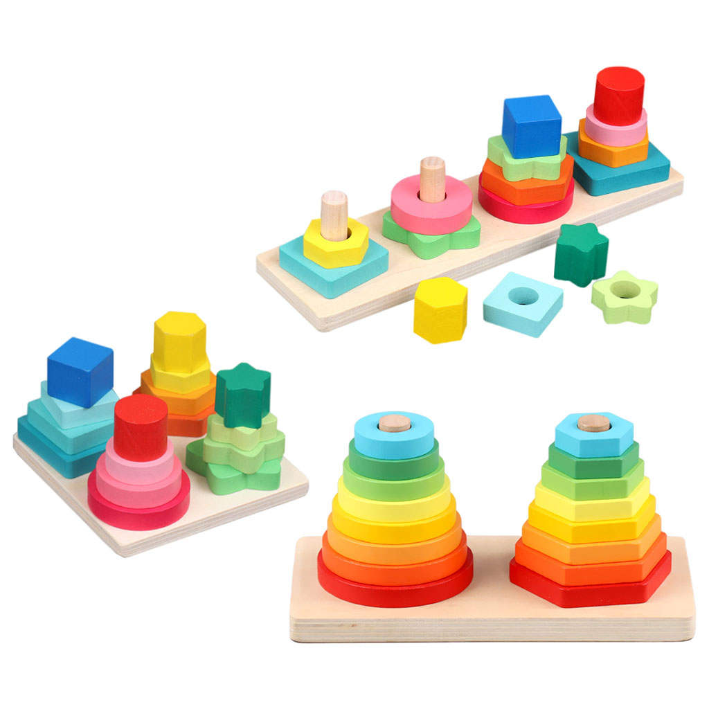 Geometric Stacker Color Sorting Colorful Puzzle Educational Stacking Blocks Toys for Toddlers 1-3 Kids Boys and Girls Preschool Geometric Stacker Color Sorting Colorful Puzzle Educational Stacking Blocks Toys for Toddlers 1-3 Kids Boys and Girls Preschool