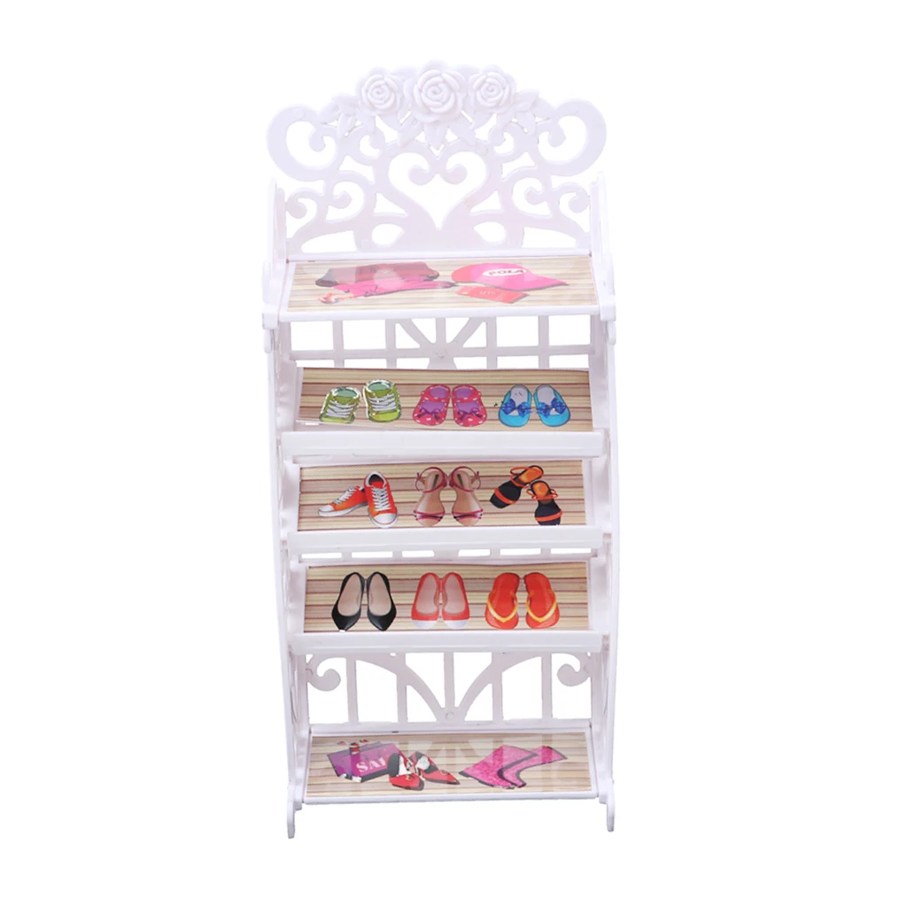 Fashionable Doll House Accessory Mini White Shoes Cabinet For