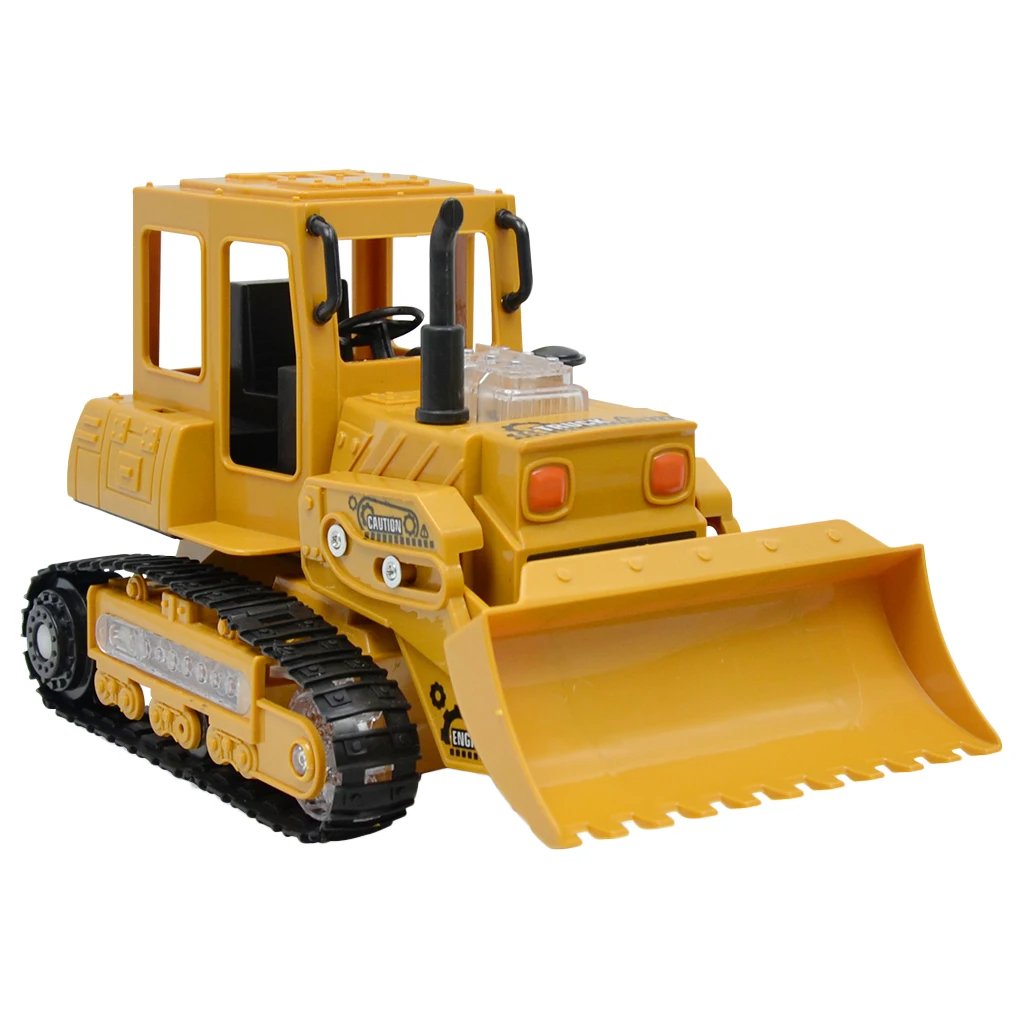 Four-channel Music Light RC Engineering Vehicles Children Toy Gift-Bulldozer