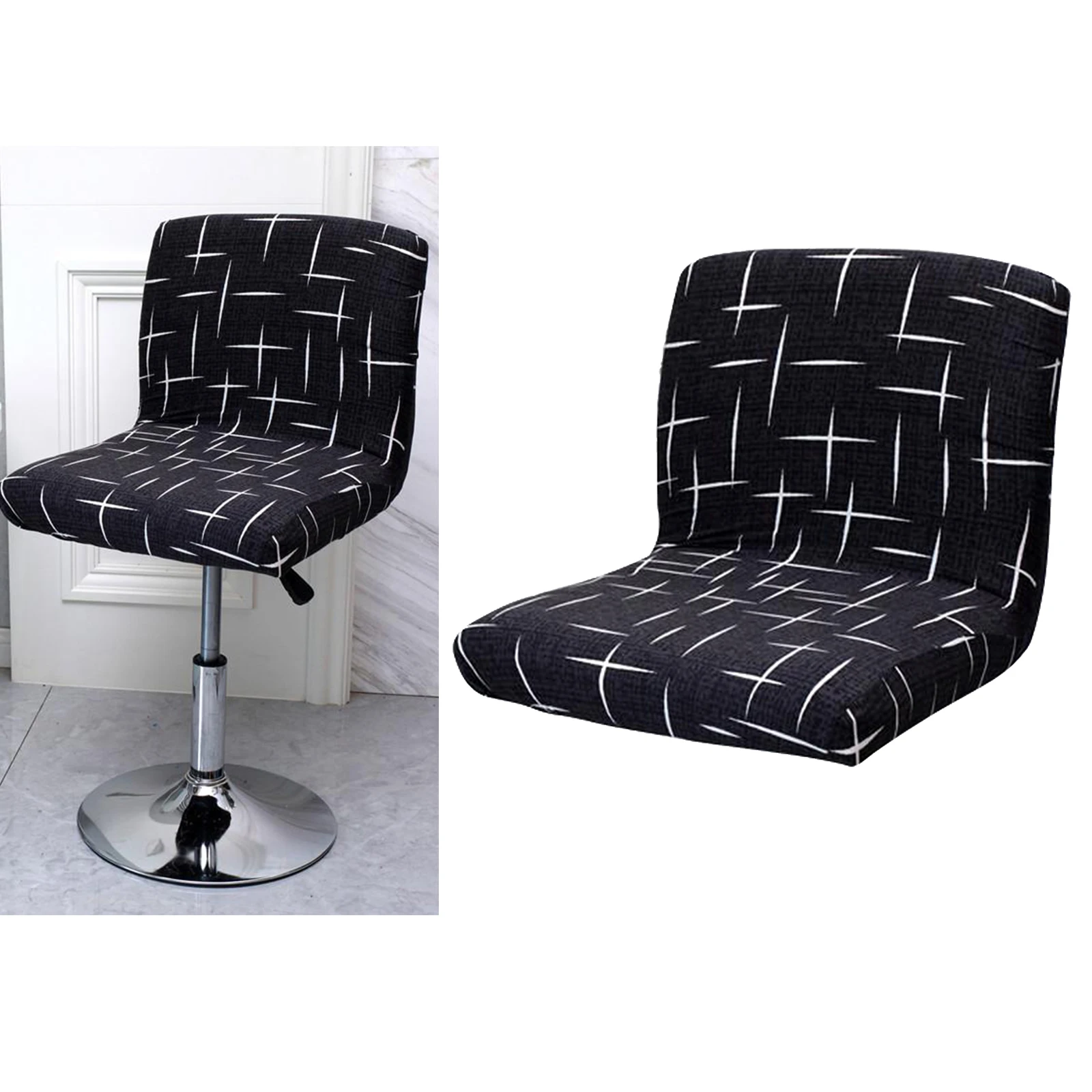 Counter Pub Elastic Stool Chair Slipcover Height Side Washable Low Back Kitchen Resturant Chair Cover