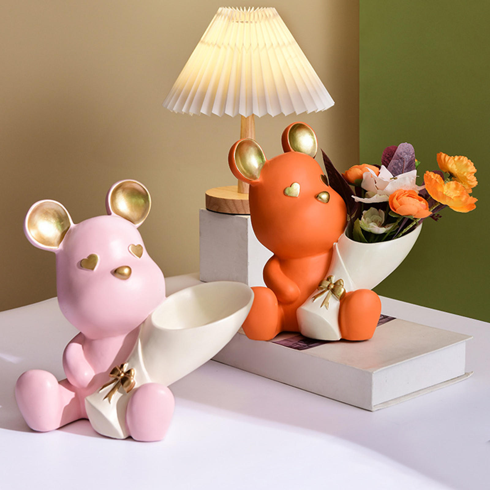 Sculpture Desktop Office Statue Home Bathroom Wedding Flower Vase Decor Bear Figurine Sculpture Desktop Office Statue Home Bathroom Wedding Flower Vase Decor Bear Figurine