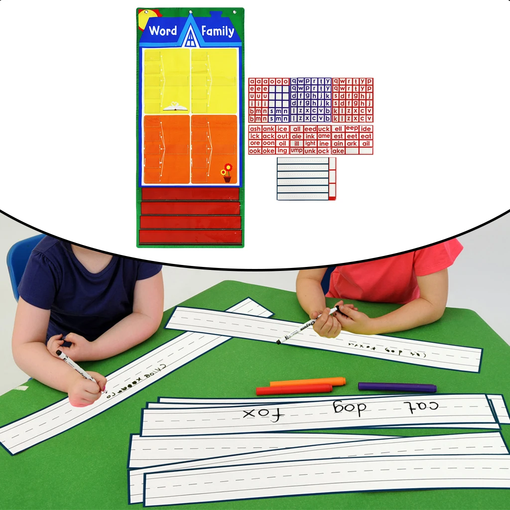 English Learning Card Center Pocket Chart Classroom Wording for Kid's Educational Toys Teaching Aids