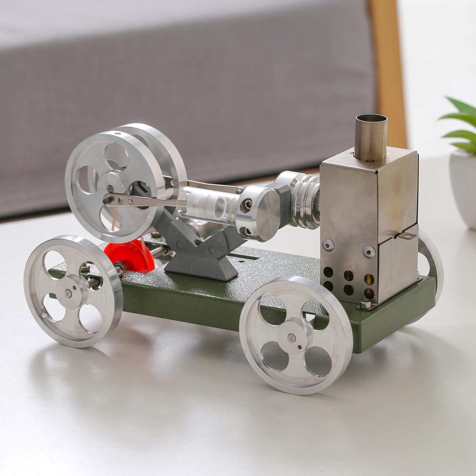 Hot Air Stirling Engine Motor Model Stirling Car Model Metal Body for Kids Students Educational Toy Hot Air Stirling Engine Motor Model Stirling Car Model Metal Body for Kids Students Educational Toy