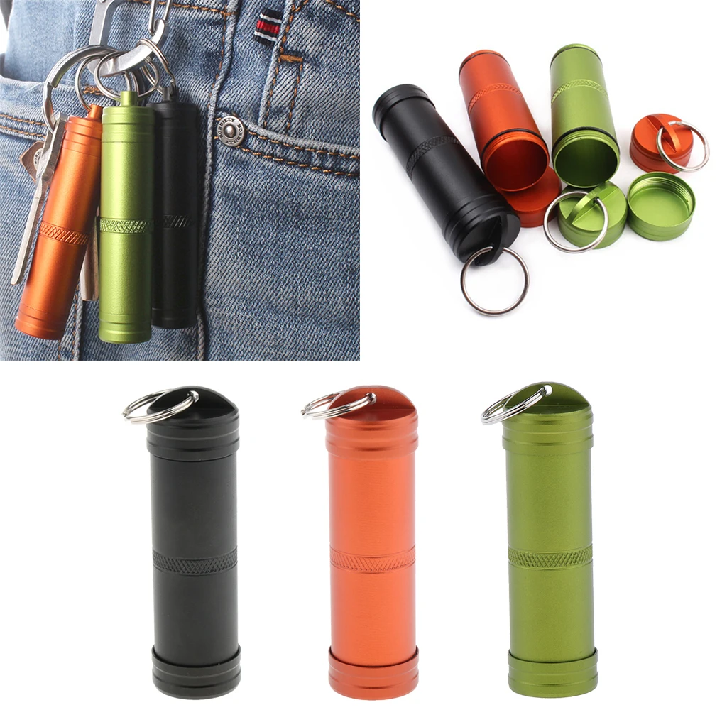 Waterproof Aluminum Pill Storage Box Capsule Container Tablet Bottle, 2.97 x 0.89inch