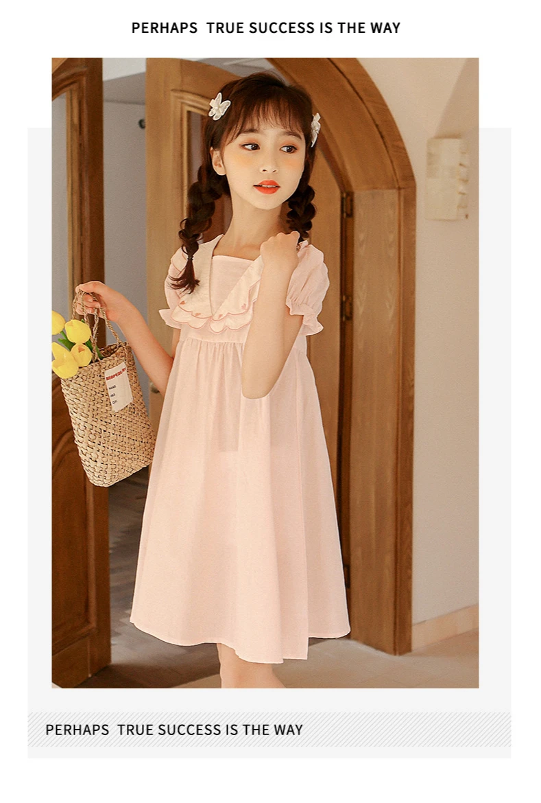 Letnia sukienka dla dziewczynek różowa elegancka księżniczki plaża dziecięca 6-16 lat - Wianko - 6