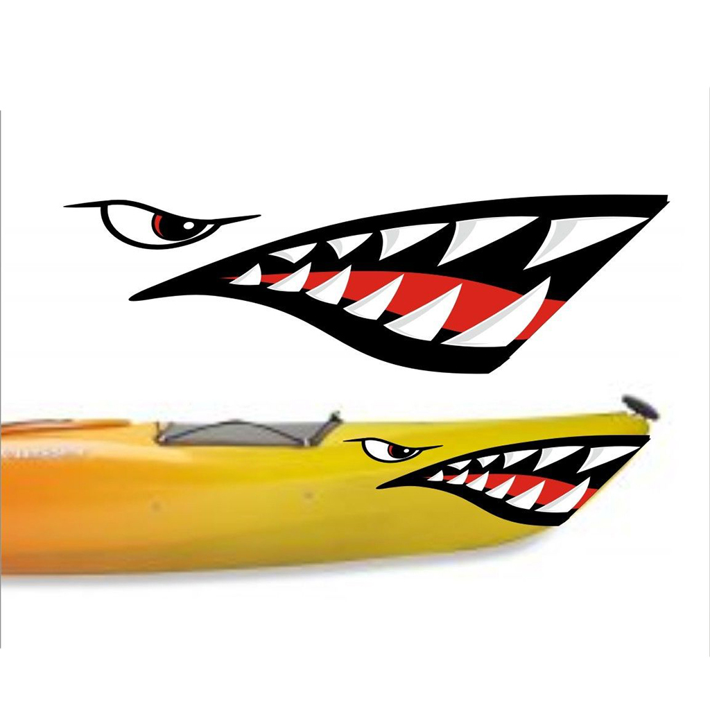 dolity 2 Pieces Shark Teeth Mouth Decal Stickers for Kayak Canoe Dinghy Boat Waterproof Strong Durable dolity 2 Pieces Shark Teeth Mouth Decal Stickers for Kayak Canoe Dinghy Boat Waterproof Strong Durable