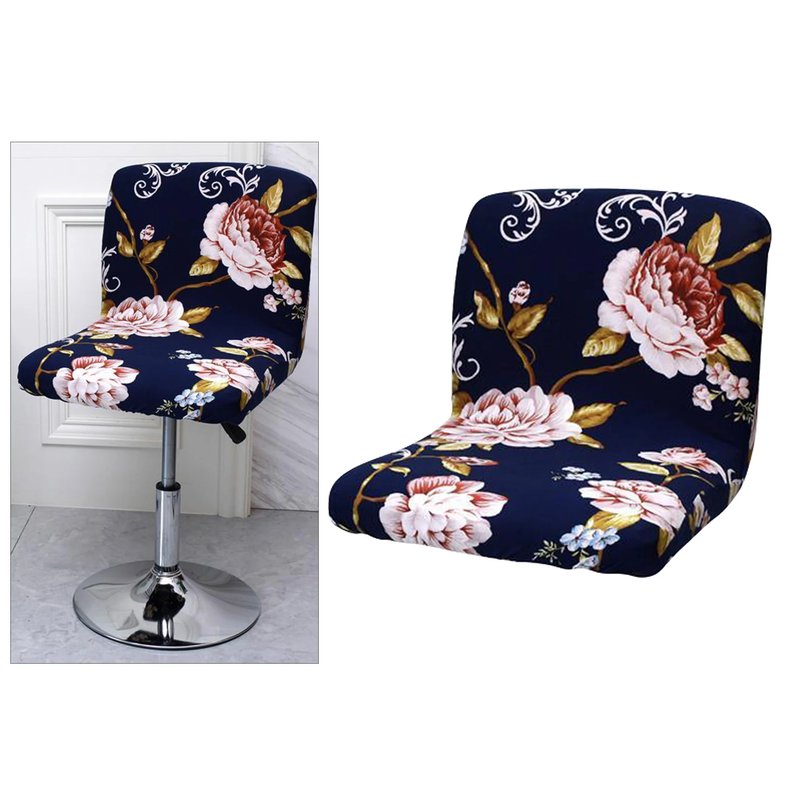 Counter Pub Elastic Stool Chair Slipcover Height Side Washable Low Back Kitchen Resturant Chair Cover