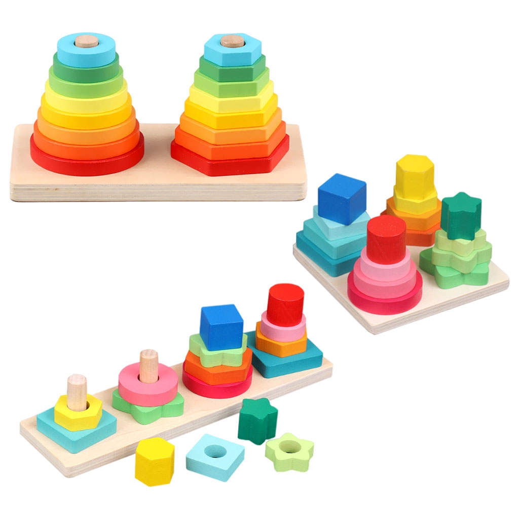 Geometric Stacker Color Sorting Colorful Puzzle Educational Stacking Blocks Toys for Toddlers 1-3 Kids Boys and Girls Preschool Geometric Stacker Color Sorting Colorful Puzzle Educational Stacking Blocks Toys for Toddlers 1-3 Kids Boys and Girls Preschool
