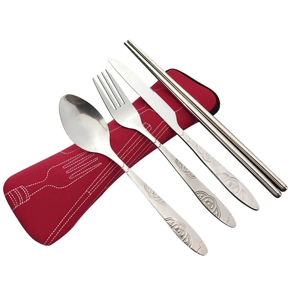 Tenedor de acero inoxidable, cuchara, palillos, herramientas de cubiertos de viaje y acampada 4 Uds. 4 He53cf1dc45944291a7ee068180c3640dr