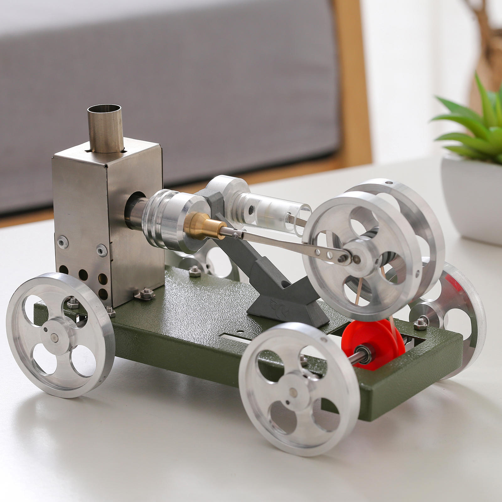 Hot Air Stirling Engine Motor Model Stirling Car Model Metal Body for Kids Students Educational Toy Hot Air Stirling Engine Motor Model Stirling Car Model Metal Body for Kids Students Educational Toy