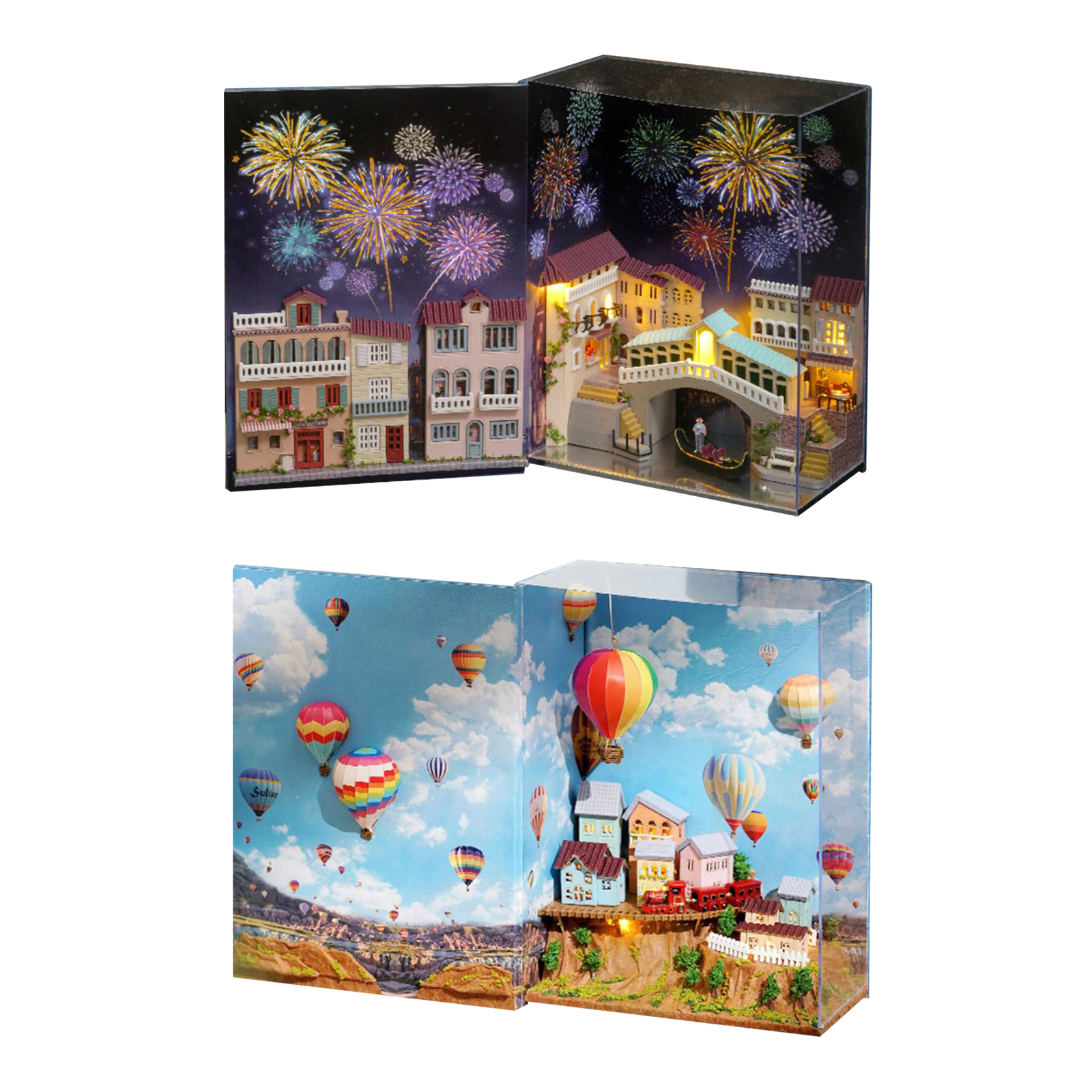 3D Wood Miniature House Assembly Kit City on Books Mini Dollhouse with Furniture with Dustproof Cover 3D Wood Miniature House Assembly Kit City on Books Mini Dollhouse with Furniture with Dustproof Cover