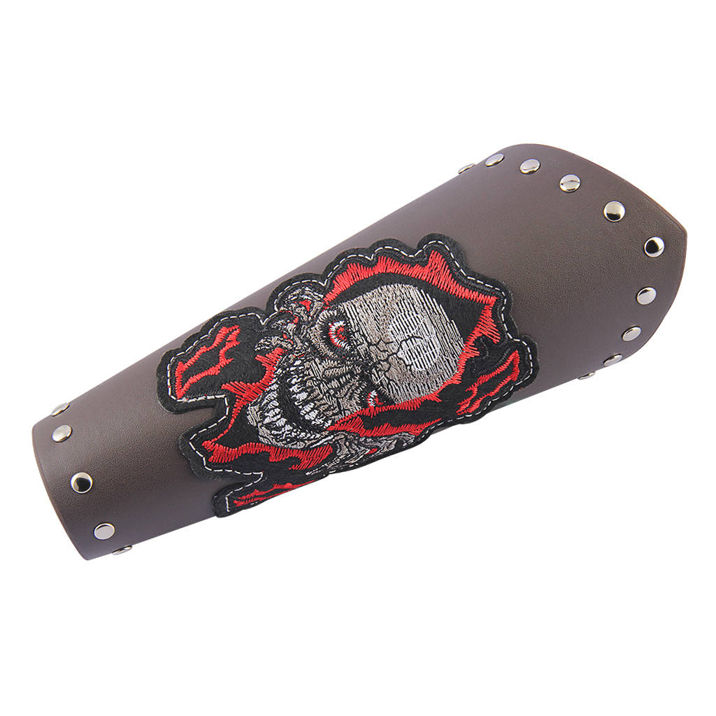 Adults Steampunk Embroidered Winged Skull Bandage Leather Wide Bracer Gauntlet Biker Cosplay Bracelet Adults Steampunk Embroidered Winged Skull Bandage Leather Wide Bracer Gauntlet Biker Cosplay Bracelet