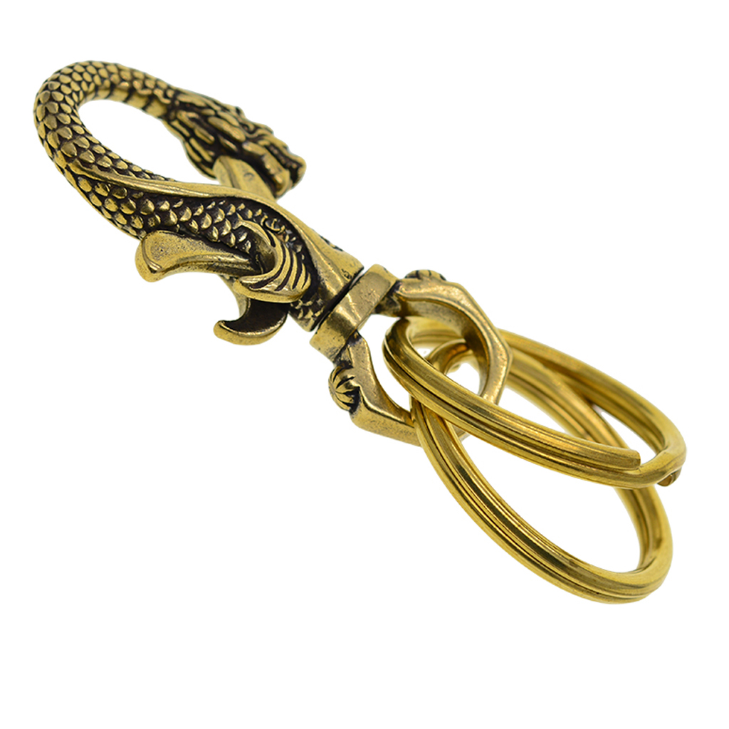 Handmade Brass Dragon Swivel Lobster Clasps Keychain & 2Pcs 32mm Key Rings Handmade Brass Dragon Swivel Lobster Clasps Keychain & 2Pcs 32mm Key Rings