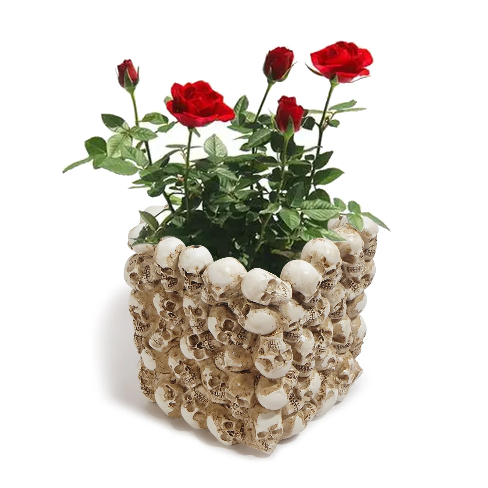 Resin Human Skull Model Flower Pot Shining Fruit Plate Storage Container Flower Pot Planter Skull Pot Home Decor Crafts