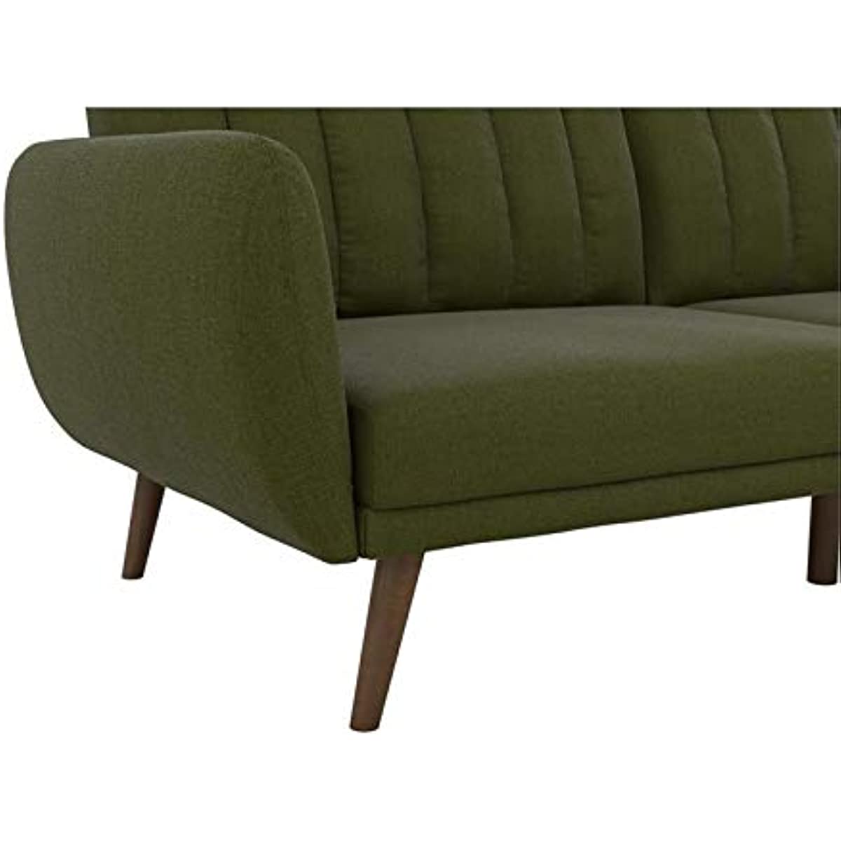 Brittany Sofa Futon Premium Upholstery And Wooden Legs Green