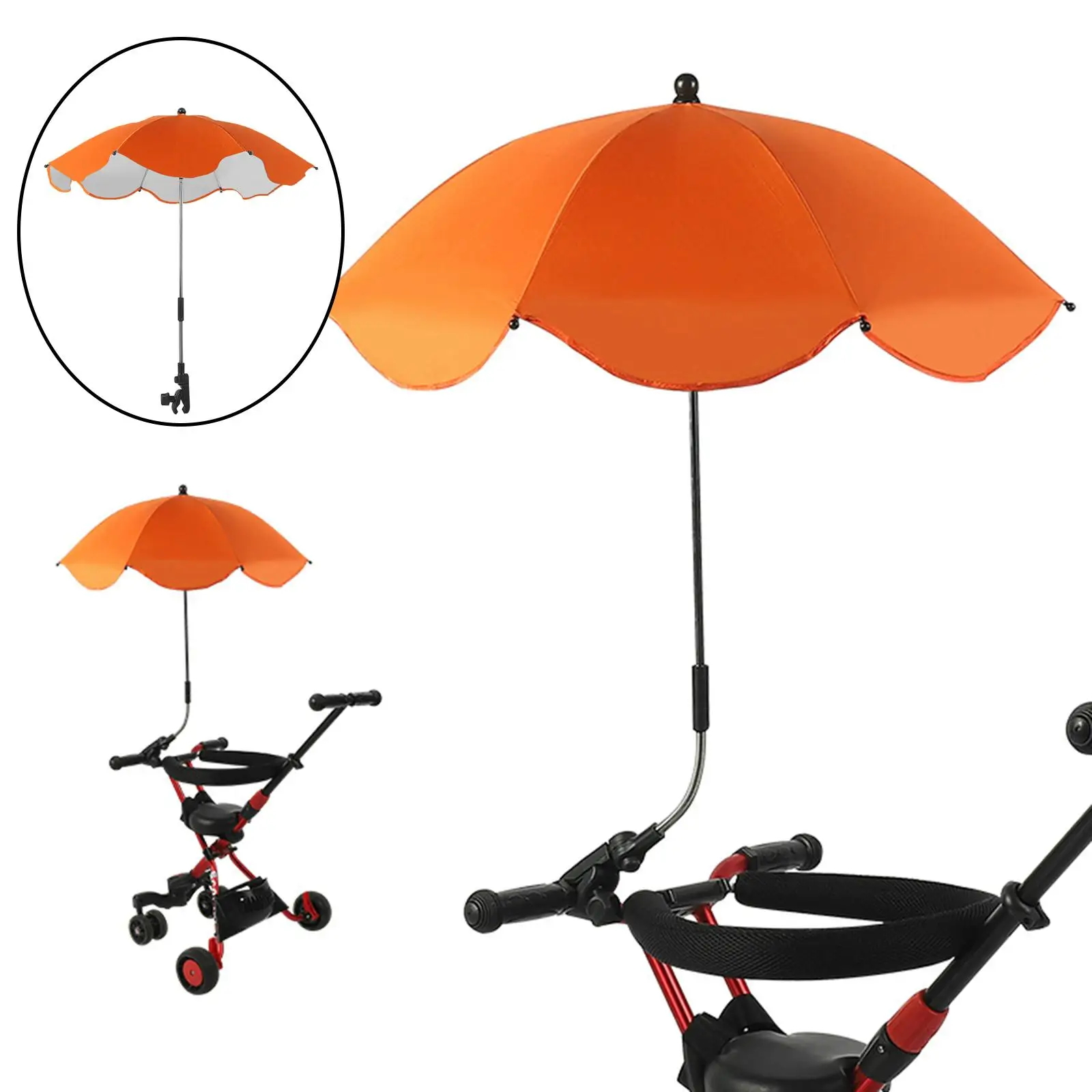 Clamp On UV Protection Baby Stroller Umbrella Buggy Pram Pushchair Accessories Large Parasol Rain Protecter Canopy Cover