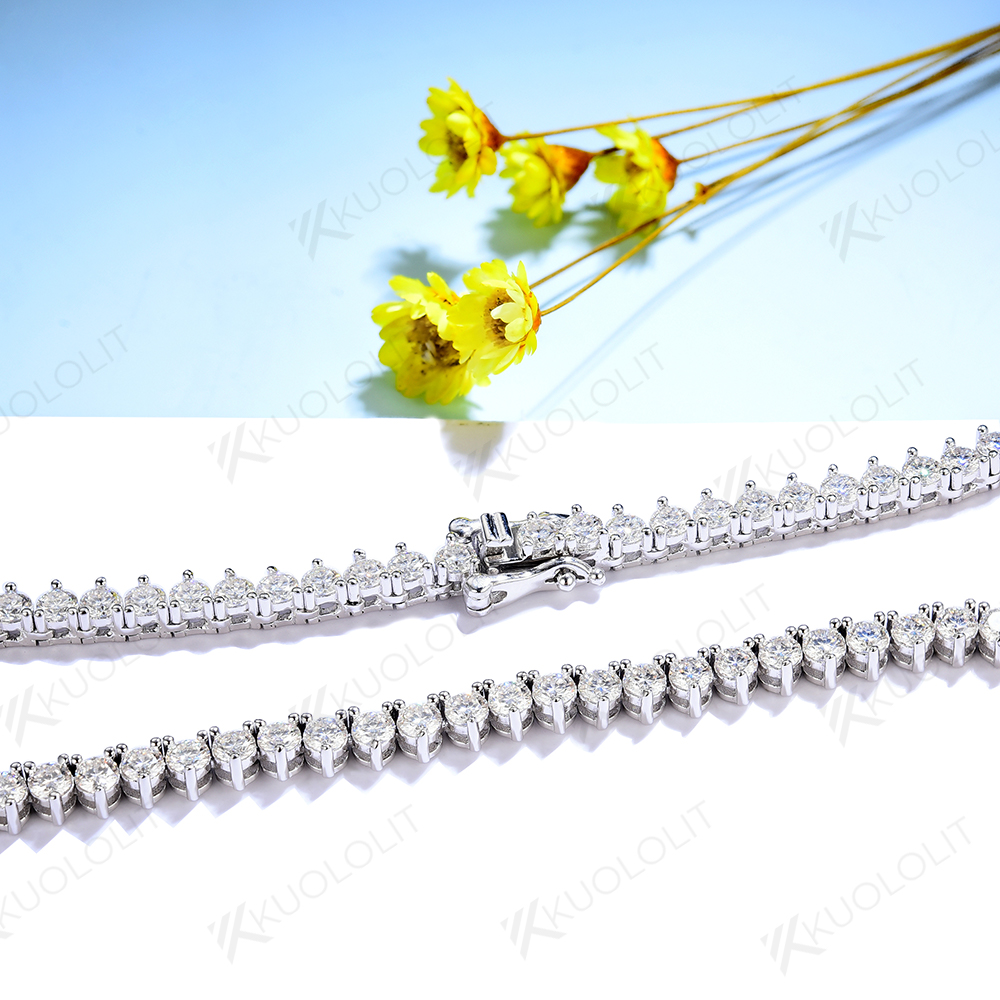 Kuololit Moissanite Tennis Necklace for Women Sterling 925 Silver D/VVS Moissanite with Certification 3 Prong Necklace for Party S07eb8174a52c4905b37126ea75a551f01