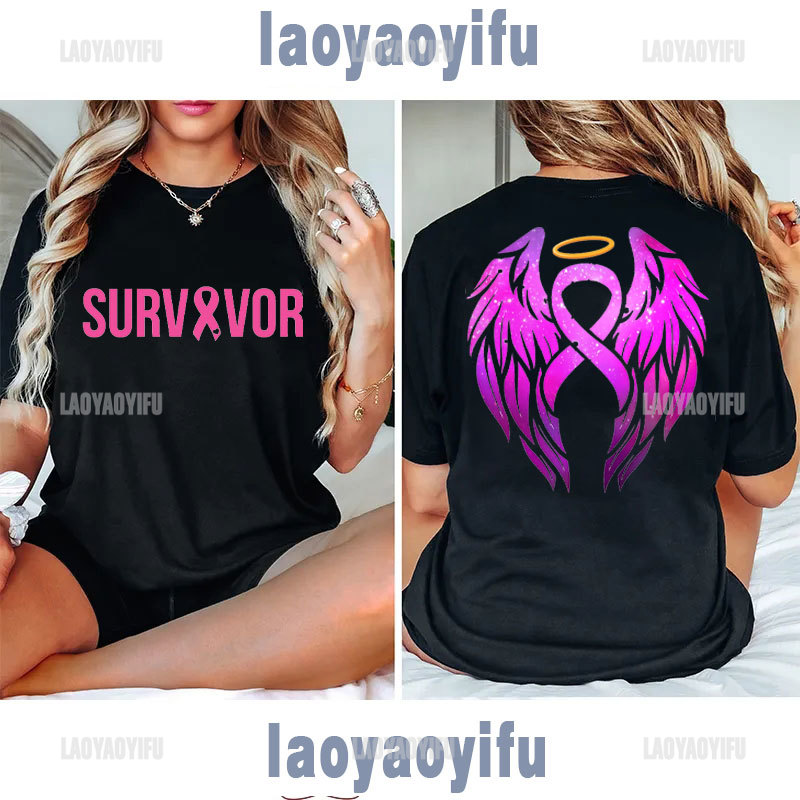 The Cancer Survivor Club Pink Ribbon Woman T Shirt Breast Cancer Awa