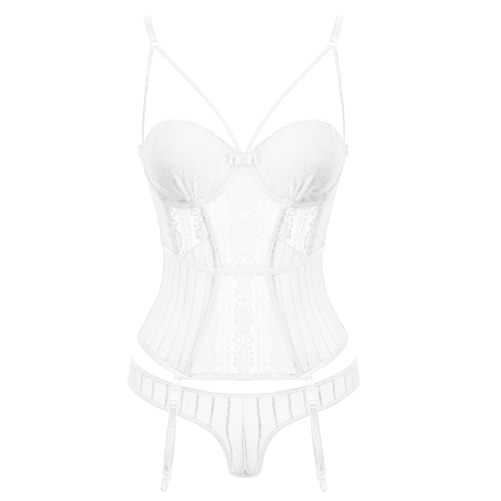 Корсет и стринги Softline Collection Brenda, белый 2XL 5591189429 - Soft Line collection - Эротические корсеты и бюстье - Купить
