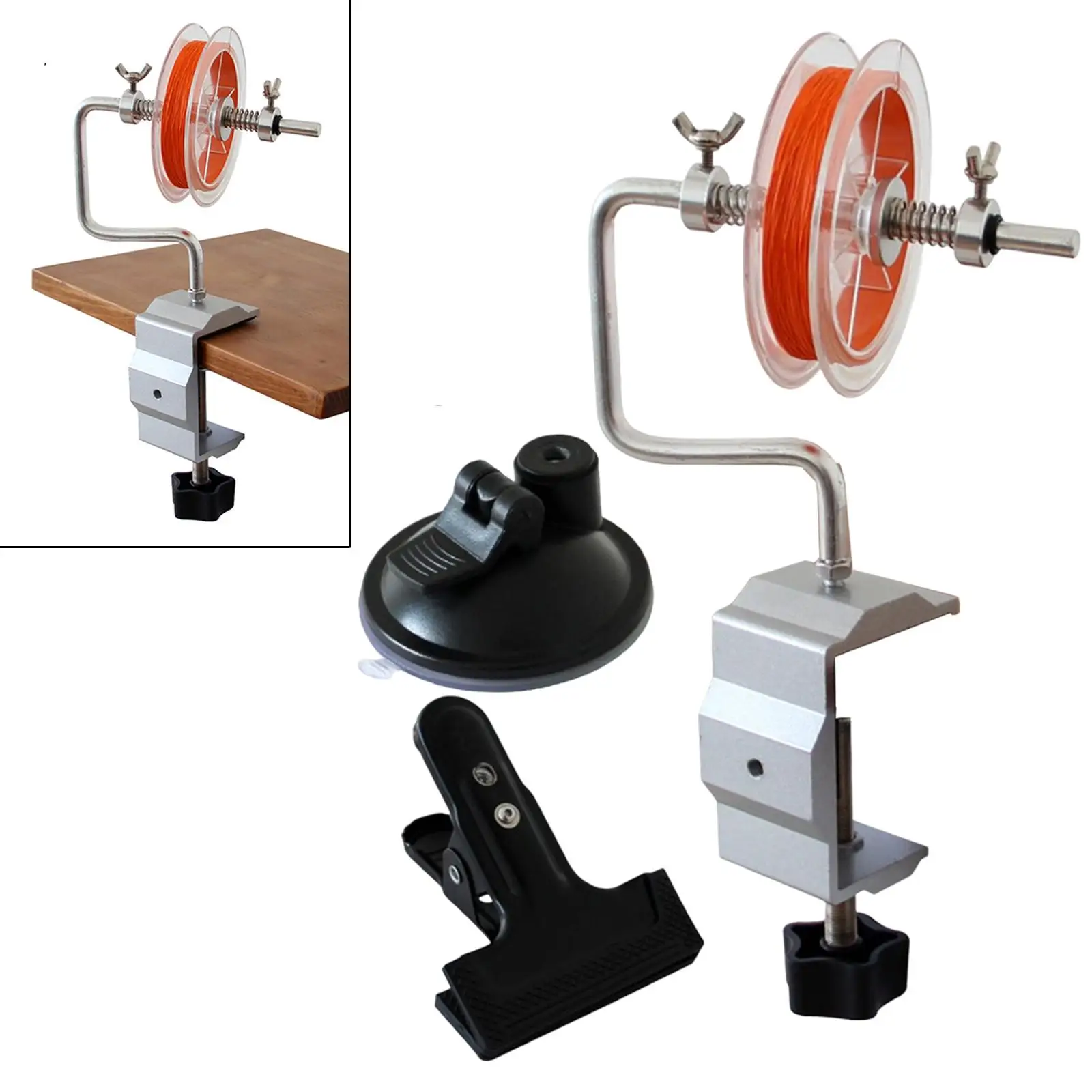 Fishing Reel Line Spooler Winder System Adjustable Stable Spooling Tool with Clamp Suction Cup Fishing Tackle Tool