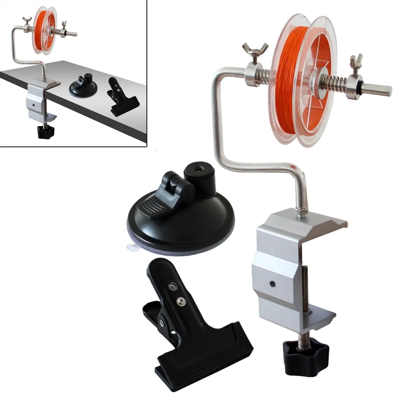 Fishing Reel Line Spooler Winder System Adjustable Stable Spooling Tool with Clamp Suction Cup Fishing Tackle Tool