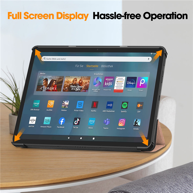 Funda inteligente de cuero con soporte magnético para Amazon Fire Max