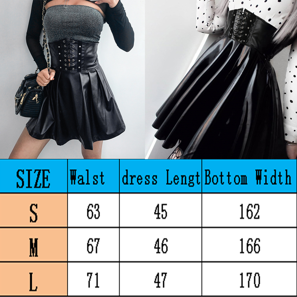 E-girl Gothic PU Leather Pleated Skirts Harajuku High Waist Tight Bandage Mini Skirt Punk Style Grunge Dark Academia Clothes E-girl Gothic PU Leather Pleated Skirts Harajuku High Waist Tight Bandage Mini Skirt Punk Style Grunge Dark Academia Clothes