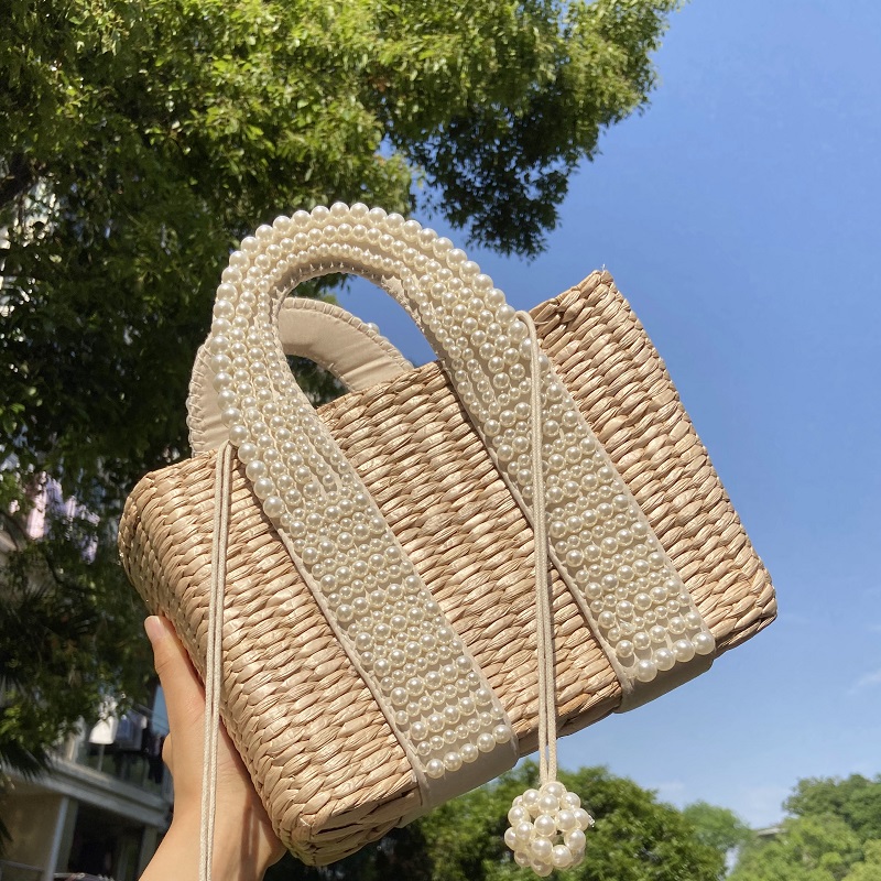 Pearl Beaded Wicker Tote - Luxury Beach Basket 7 S8dc67b3b448a4500a6d468b17f38d003t