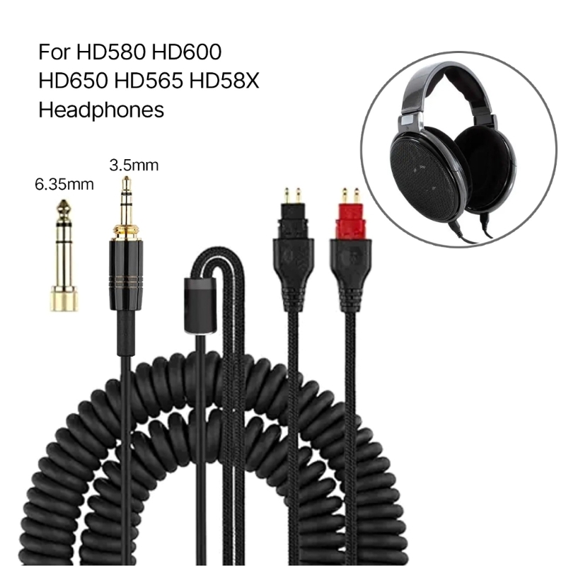 Replacement Coiled Headset Cable for HD580 HD600 HD650 HD565 HD58X Headphone Cord Excellent Durability Must-Have Accessory Replacement Coiled Headset Cable for HD580 HD600 HD650 HD565 HD58X Headphone Cord Excellent Durability Must-Have Accessory